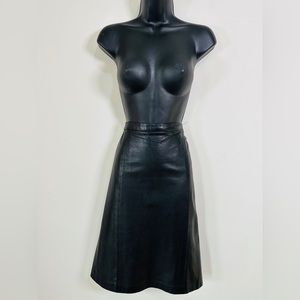 Vintage Black Butter Soft 100% Genuine Leather Pencil Skirt Size 10